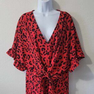 Red orange leopard print dress